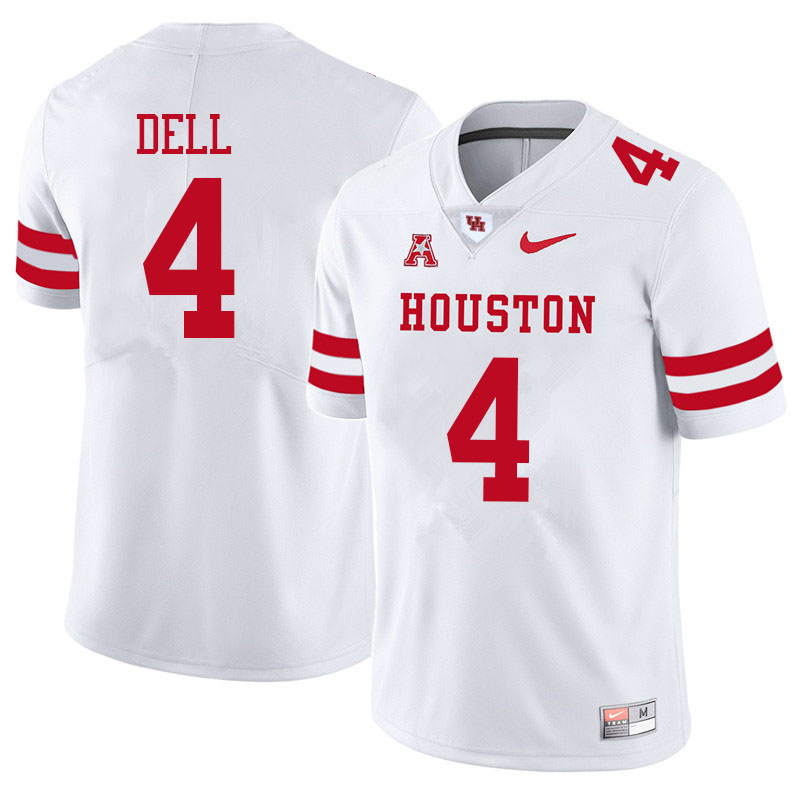 Men #4 Nathaniel Dell Houston Cougars College Football Jerseys Sale-White